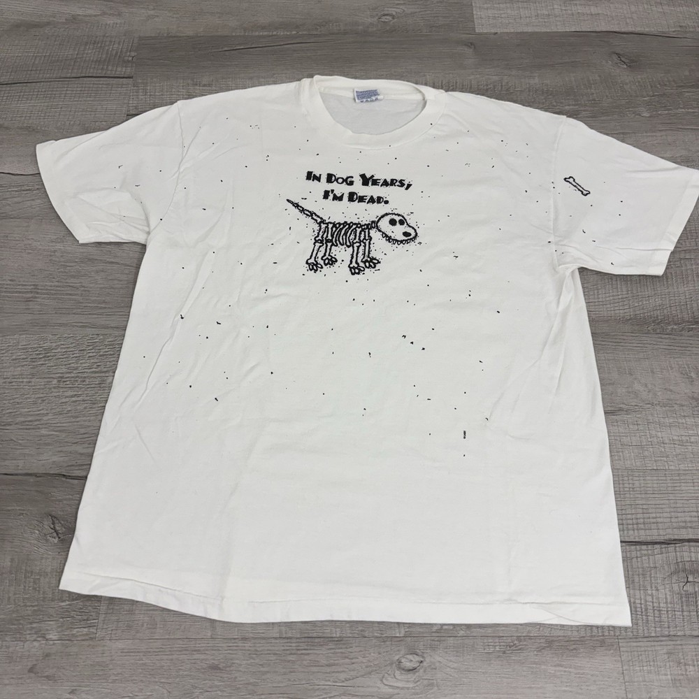 Vintage 90s Hanes In Dog Years I’m Dead Lake Street T-Shirt Mens XL