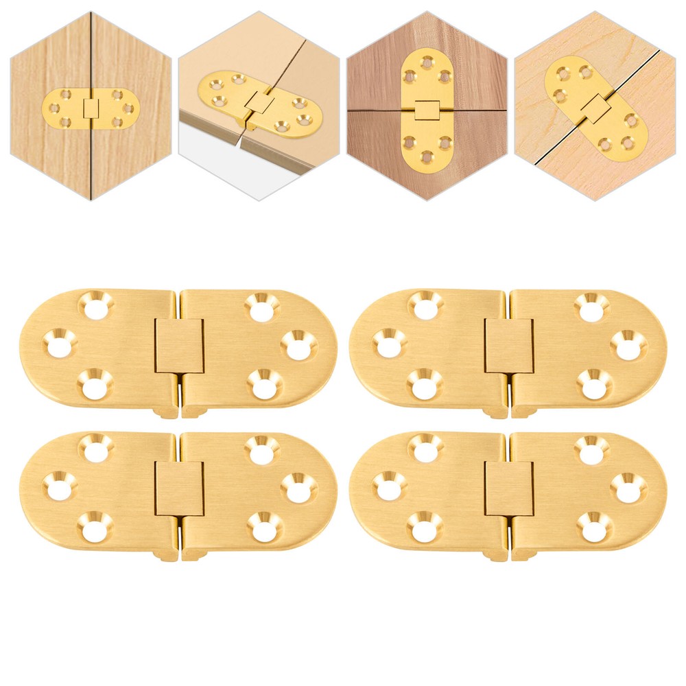 4PCS Folding Brass Hinges Folable Flip Top Hinge Desk Table Part 180° Opening