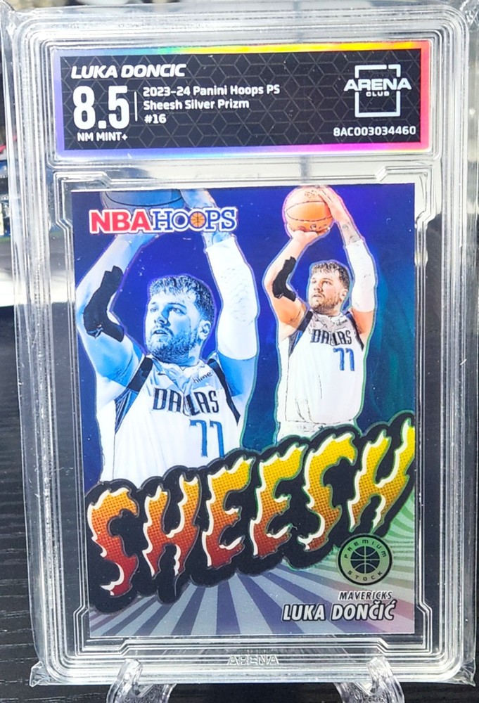Luka Doncic - 2023 NBA Hoops Premium Stock Sheesh Silver Prizm #16 AC graded 8.5-image