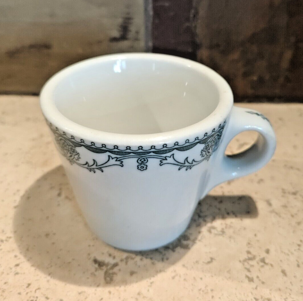 SHENANGO CHINA Green Foral RESTAURANT COFFEE CUP/MUG STAMPED New Castle PA USA
