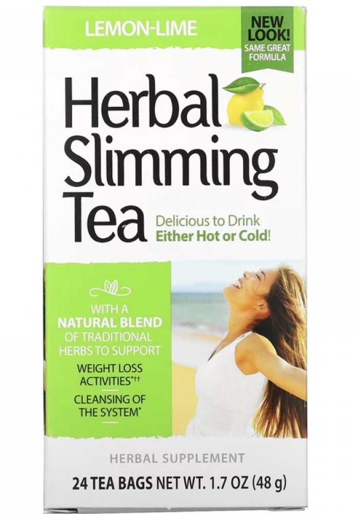 Lemon Lime Herbal Slimming Tea Supplement with 24 Teabags for a Refreshing Delicious Drink