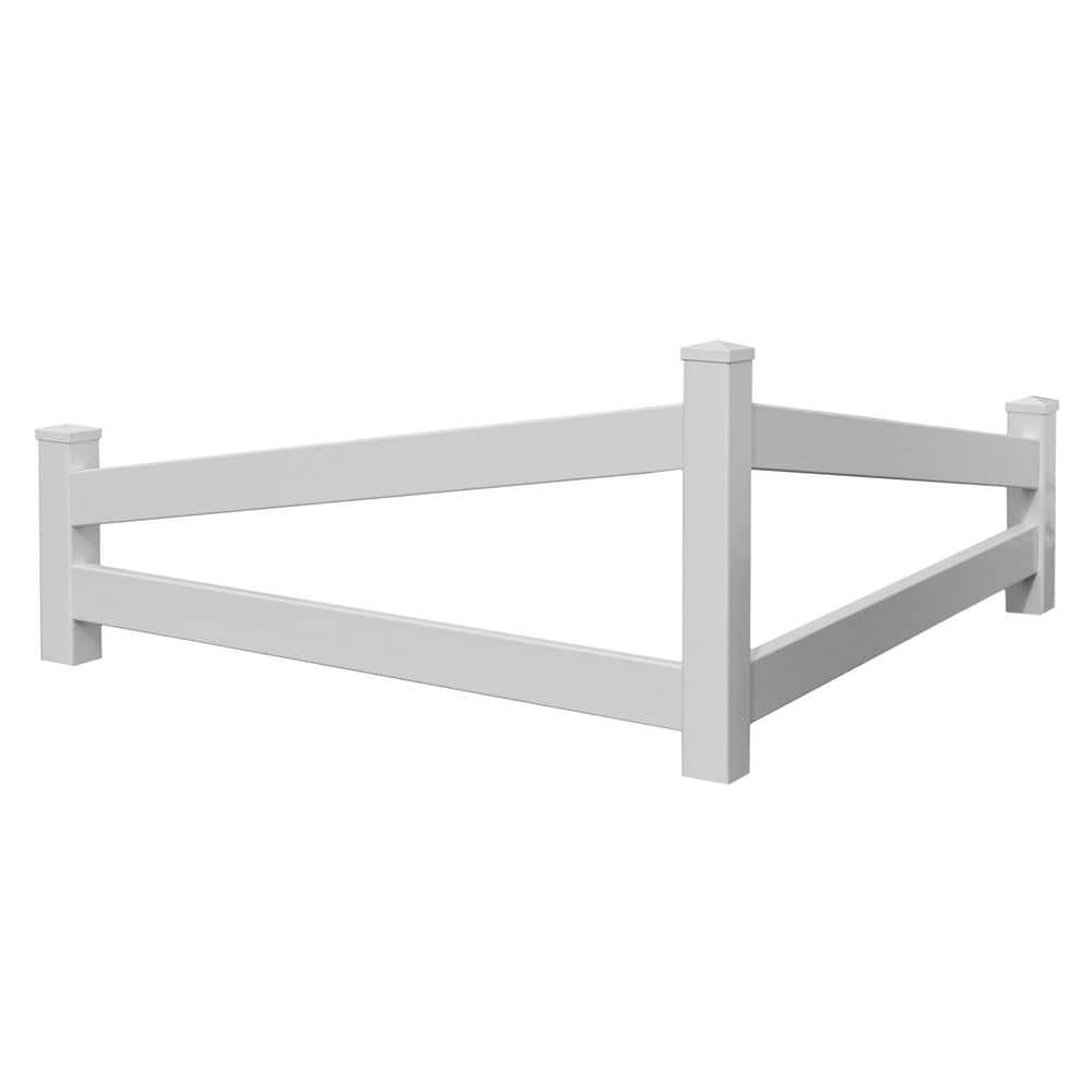 60-inch White Split Rail Vinyl Corner Fence 60L x 60W x 30H VA20236