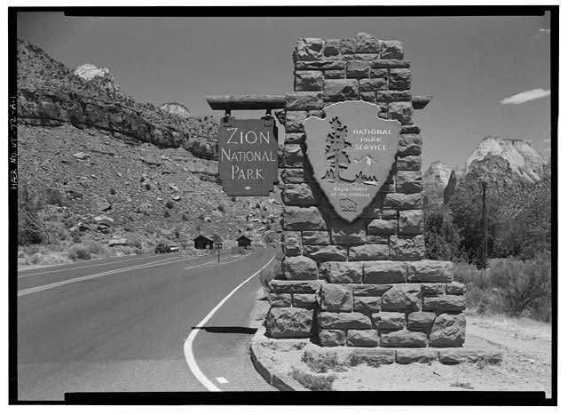 Zion National Park Utah 1930s South Entrance Sign Zion-Mt. Carmel Highway