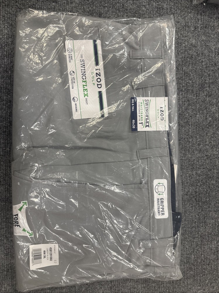 Izod Golf SwingFlex Pants 46x30  Gray Straight Fit New w/ Tags