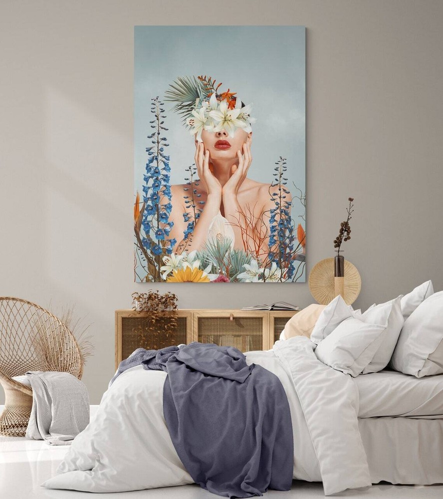 A flower headed woman Wall Art Canvas Unframed Print Art