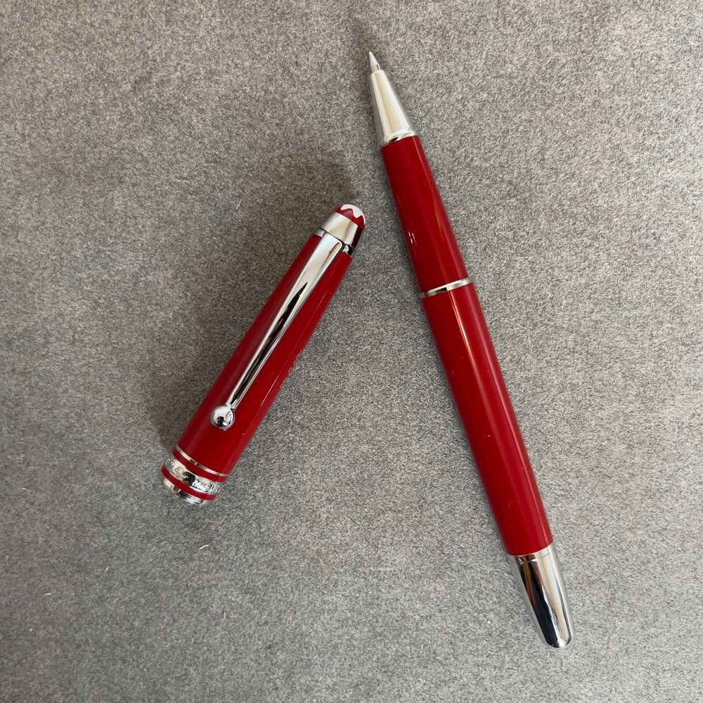 Deluxe Centenary Resin Series Red - Silver Color 0.7mm Rollerball Pen No Box