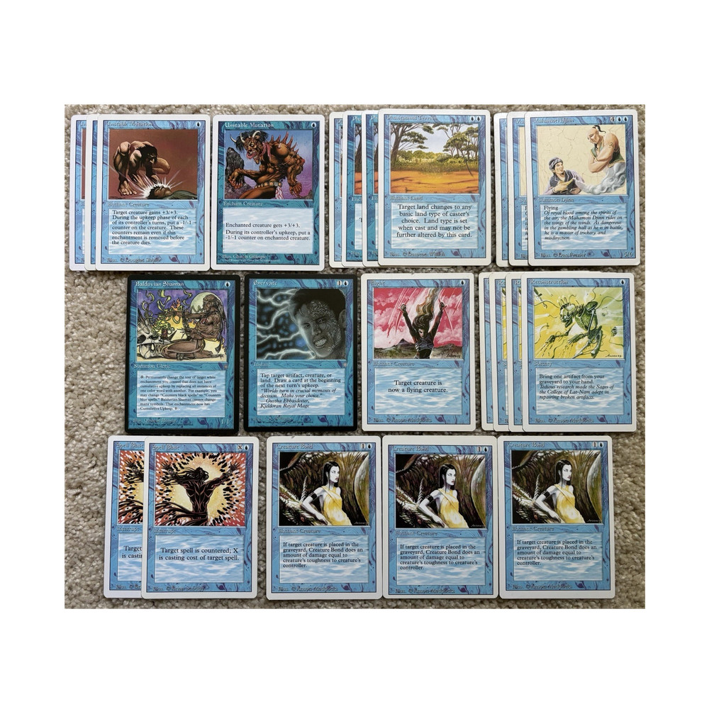 23 Card Vintage Blue MTG Lot LP Ice Age Fallen Empires Control Oddities & Miscut