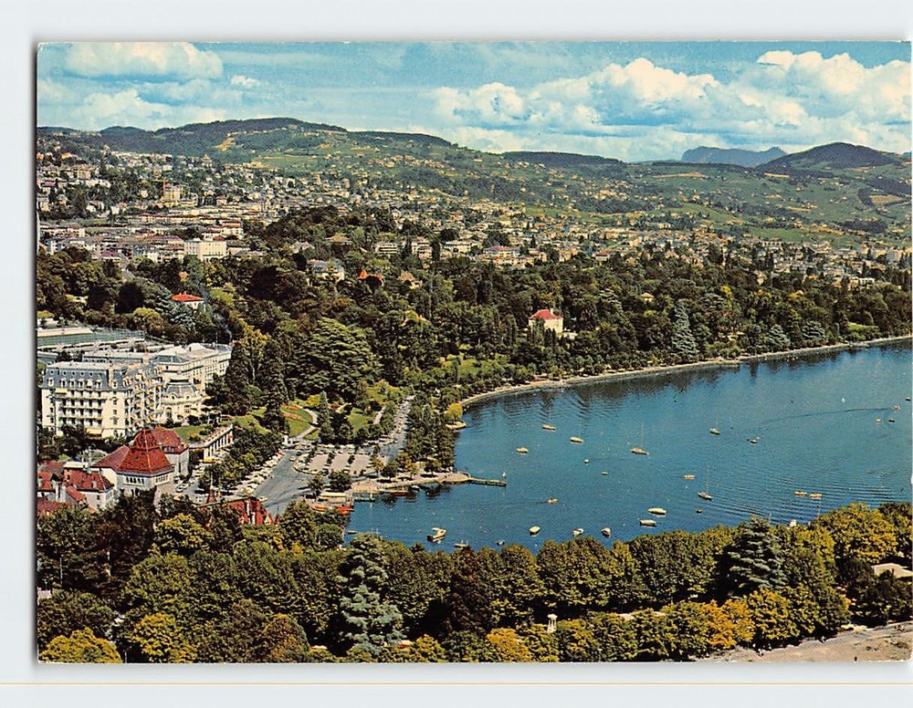 Postcard Vue aerienne generale Ouchy Lausanne Switzerland
