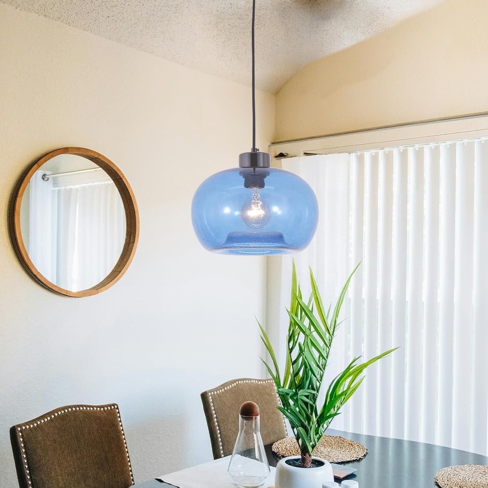 Sphere Pendant Lamp Blue Glass Kitchen Island Chandelier Lighting Modern Fixture