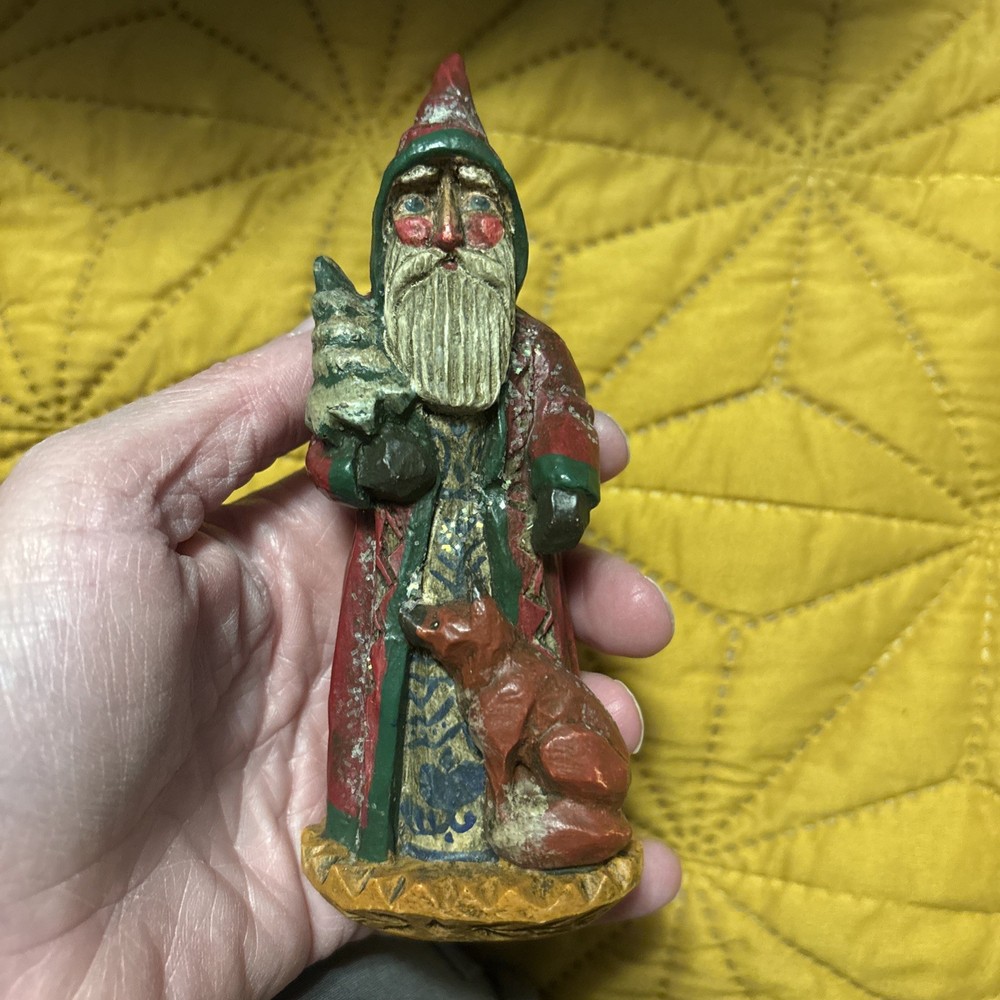 Pam Schifferl Midwest Cannon Falls Santa w/ Fox & Tree Figurine Ornament