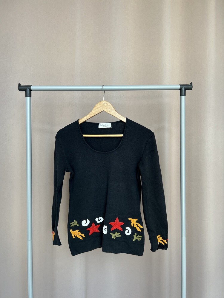 Yves Saint Laurent Variation Long Sleeve Womens Size S/M YSL Black Deep Sweater