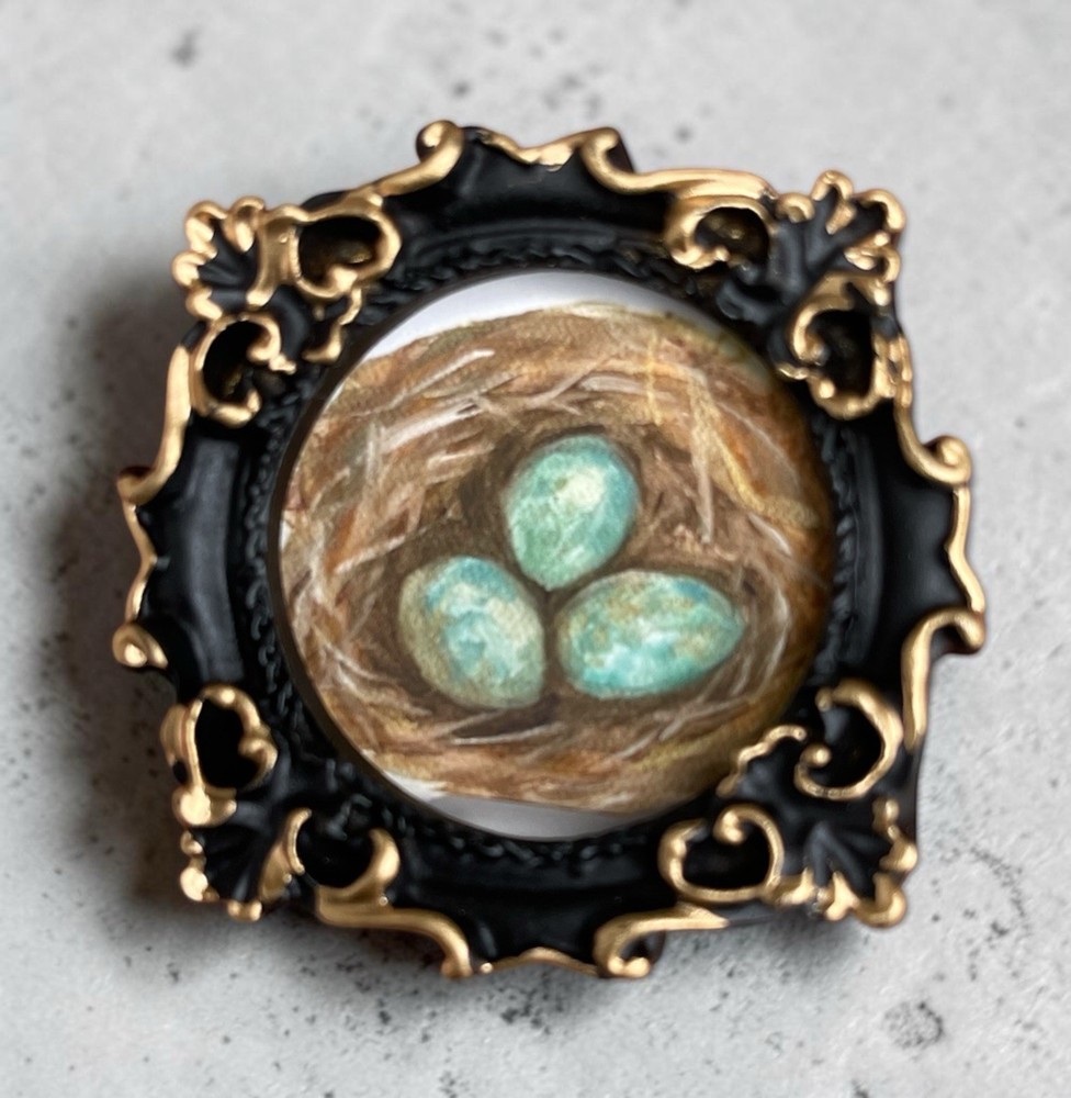 TEENY MINI • Bird Eggs 🪺 watercolor bird print in TINY ornate frame