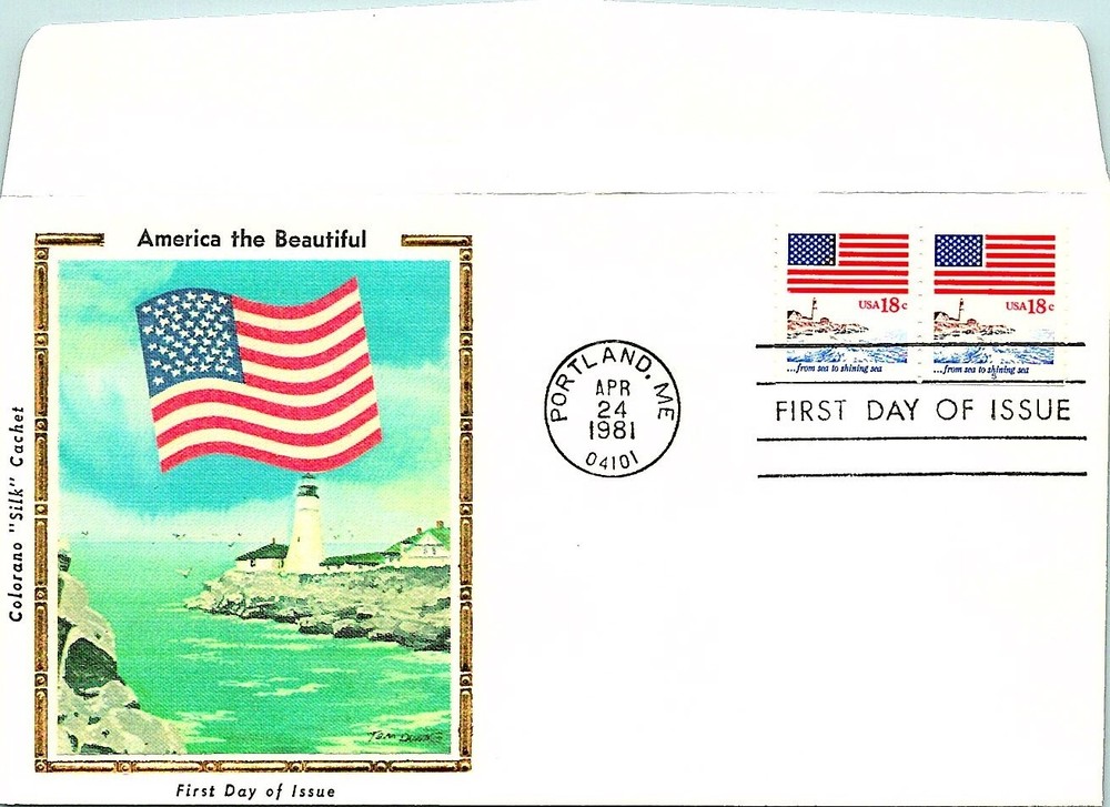 S01-5368, AMERICA THE BEAUTIFUL, FROM SEA TO SHINING SEA, COIL PAIR, SILK FDC