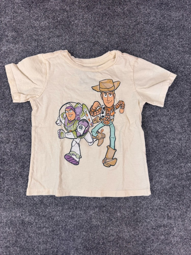 Disney Toy Story 3 T-Shirt Youth Cream Side Print Woody Buzz Lightyear