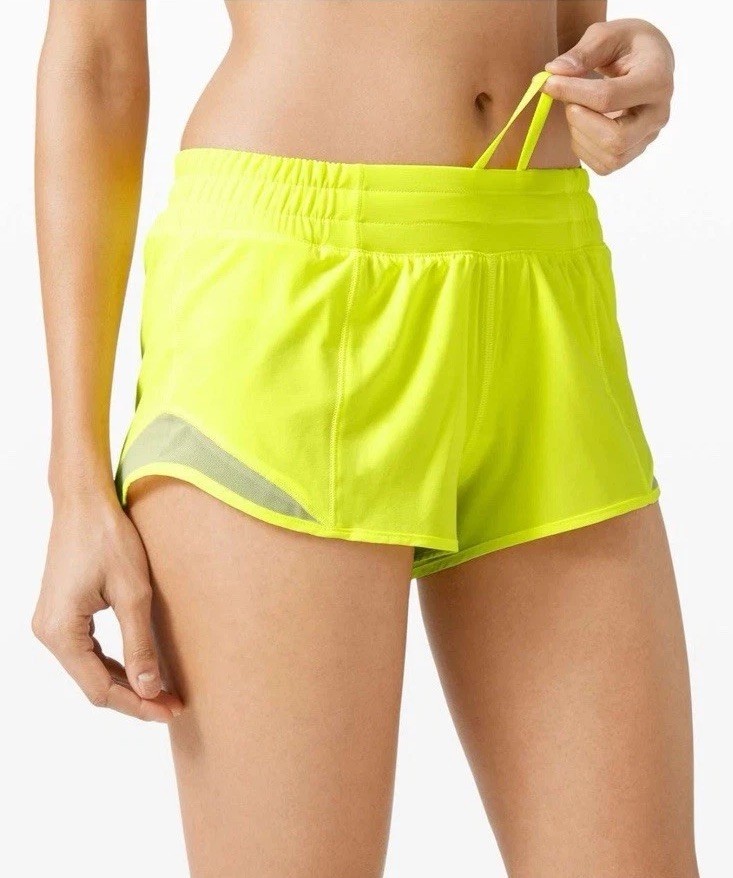 Lululemon Women's Hotty-Hot Shorts Size 6 Highlight Yellow Lined Running Shorts