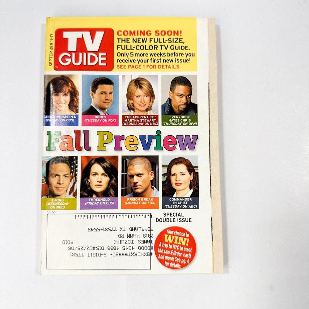 TV Guide Fall Preview 2005, September 11-17, 2005, Martha Stewart, Bones
