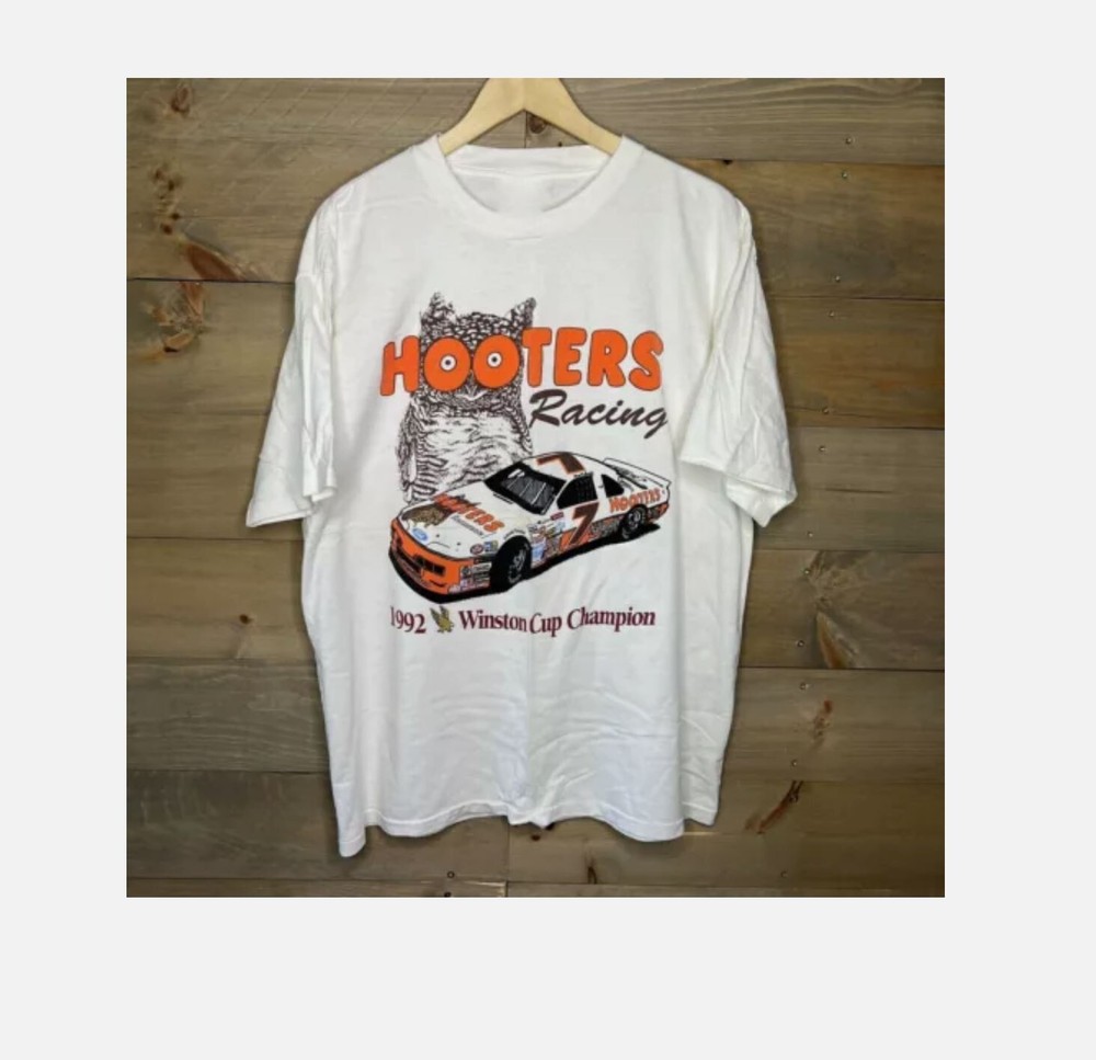 Vintage 1992 Hooters Racing Winston Cup Champion White T-Shirt