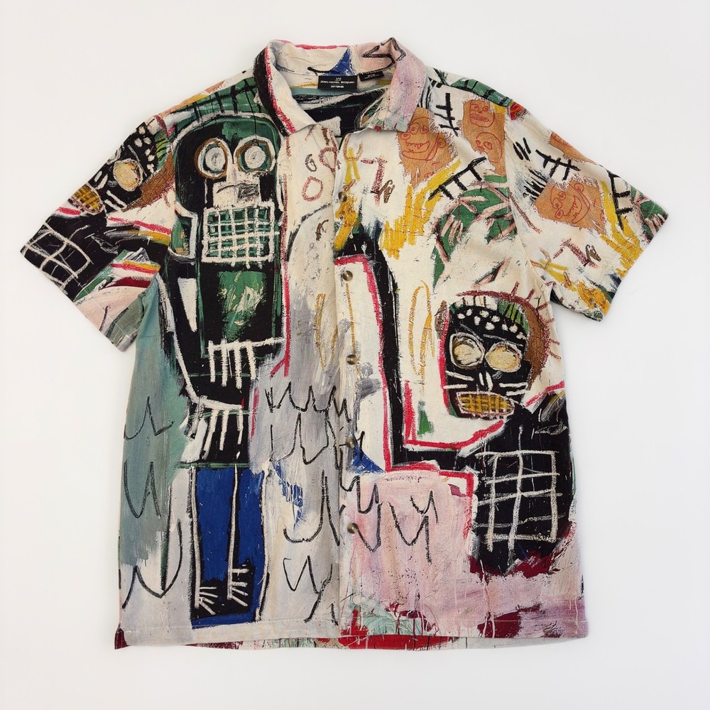 Jean-Michel Basquiat Vintage Art Print Shirt Abstract Graphic Button Up-image