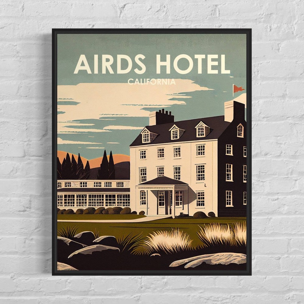 Airds Hotel Scotland Retro Art Print Airds Hotel Scotland Wall Art Illustration