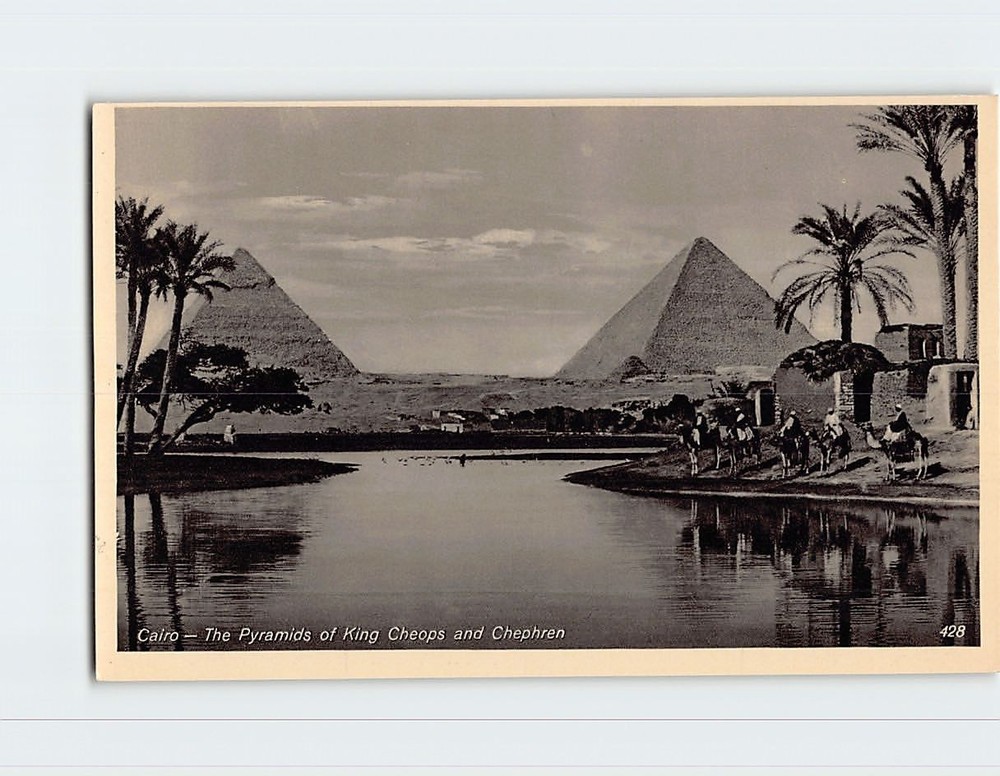 Postcard The Pyramids of King Cheops and Chephren Cairo Egypt