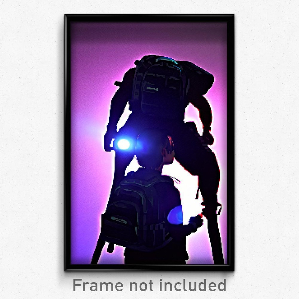 8-Bit Shadowy Backpack Pixel Art Psychedelic Trippy Poster