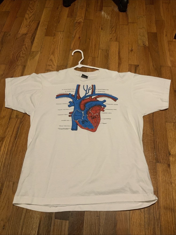 Vintage 1979 Medtronic Heart Anatomy T Shirt Adult Xl White Mens!!
