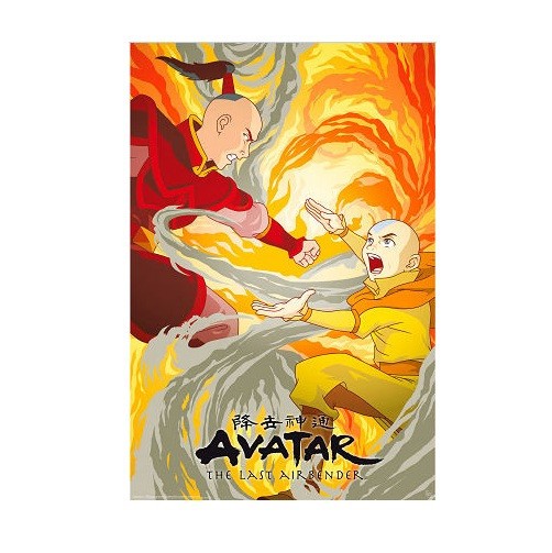 Poster Studio B - Avatar The Last Airbender Aang vs Zuko Anime 24x36