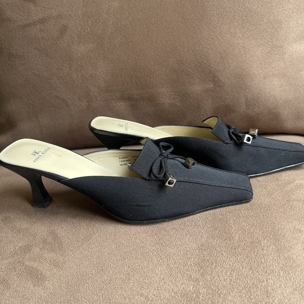 PRICE DROP Anne Klein Women's 7M Mules Black Fabric Upper Leather Sole