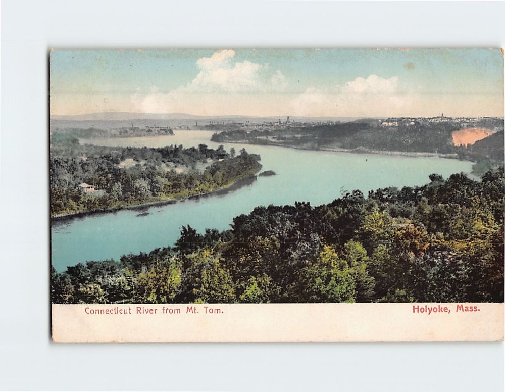 Postcard Connecticut River from Mt. Tom Holyoke Massachusetts USA
