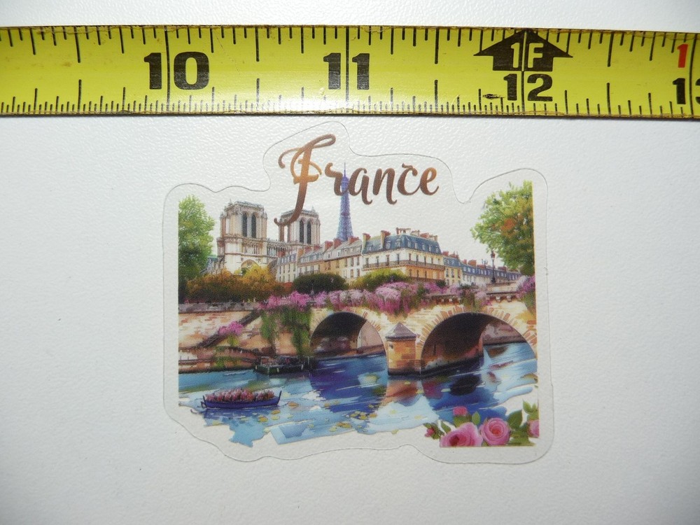 Paris France Seine River colorful travel sticker decal for vacations