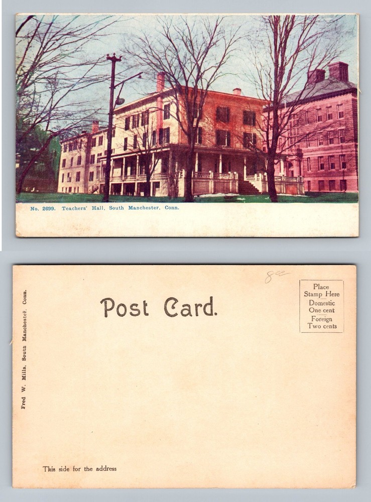 South Manchester, CT-Connecticut, Teachers' Hall School Post Vintage Postcard