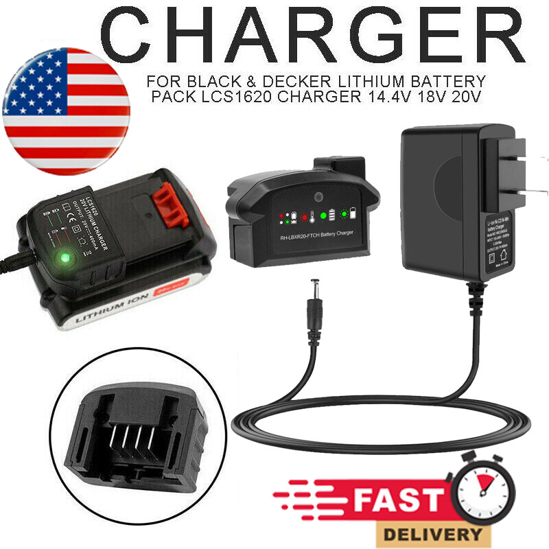 20V MAX Lithium Battery Charger for BLACK+DECKER LBXR20 LCS1620 US