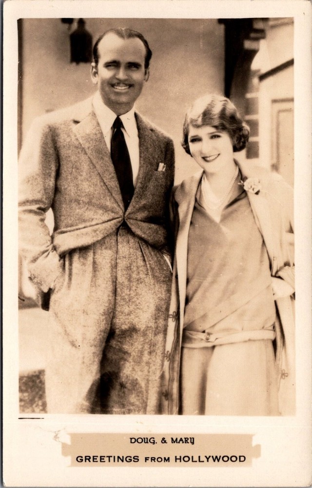 Doug & Mary Fairbanks Pickford Hollywood Vintage Postcard 1920s Movie Stars