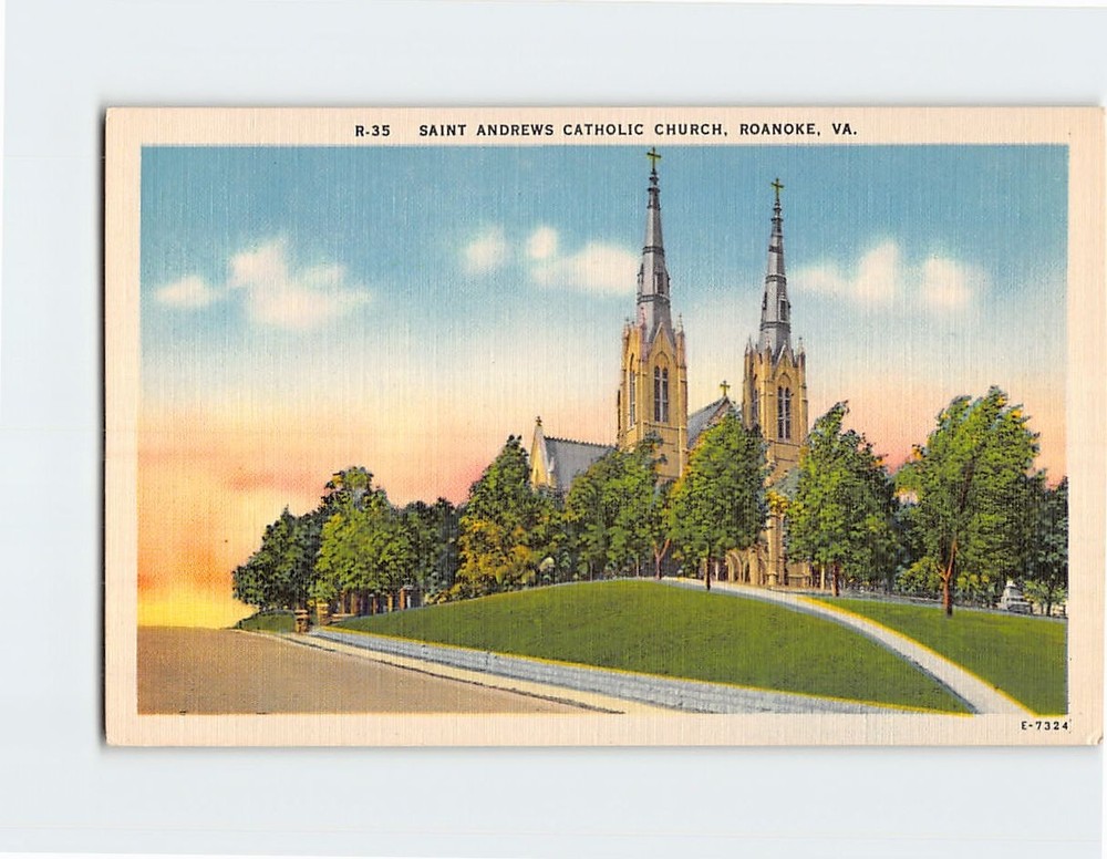 Postcard Saint Andrews Catholic Church Roanoke Virginia USA