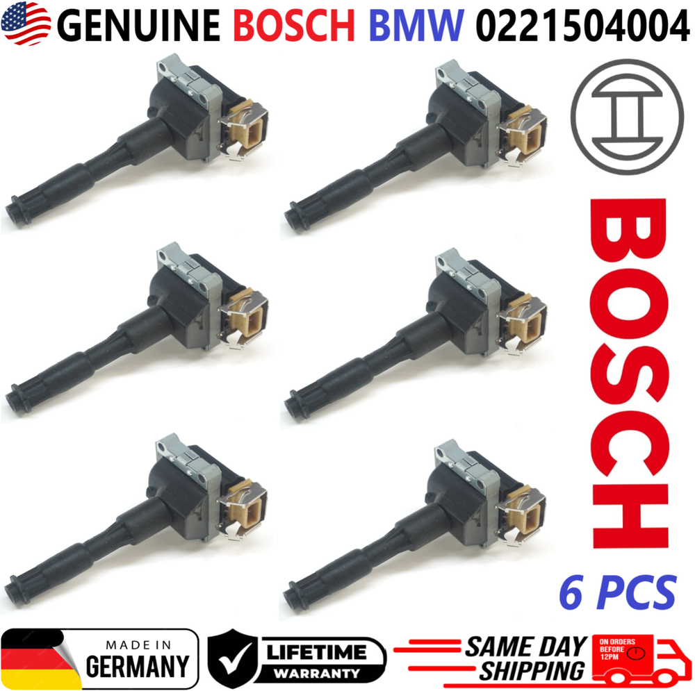 OEM GENUINE BOSCH x6 Ignition Coils For 1994-2009 BMW, 0221504004, 12131703227