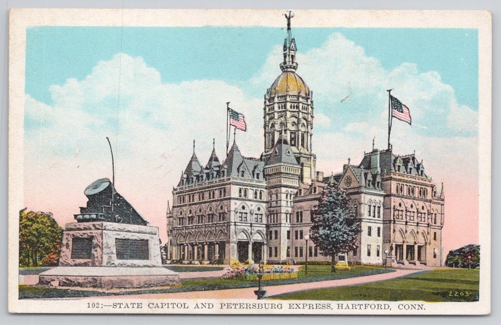 Hartford CT State Capitol Petersburg Express Gustave Fischer Postcard 1910s