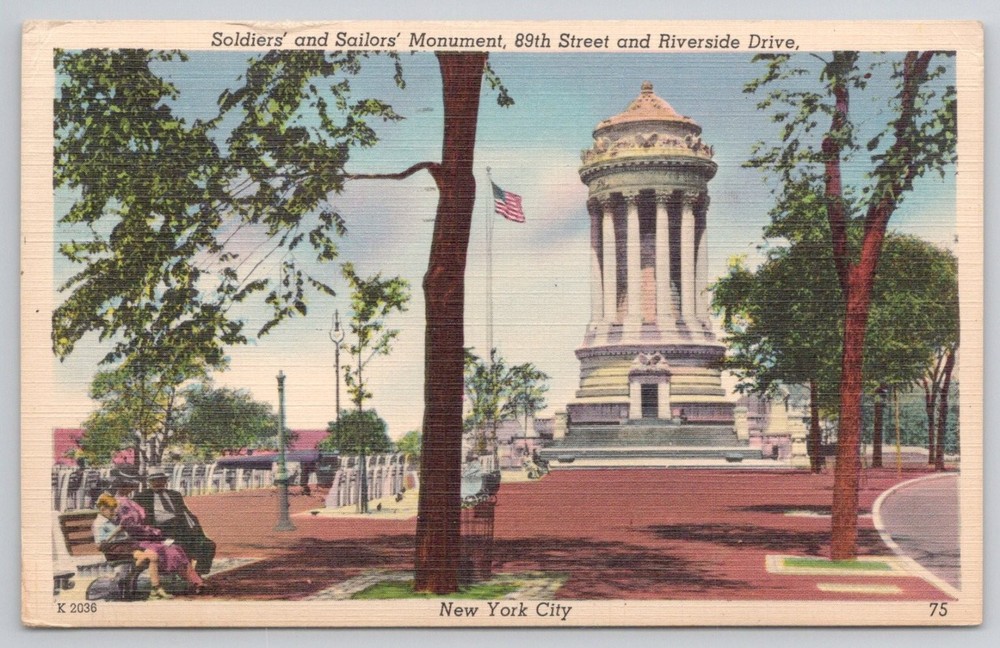 1949 NYC Soldiers & Sailors Monument Riverside Drive Linen Postcard