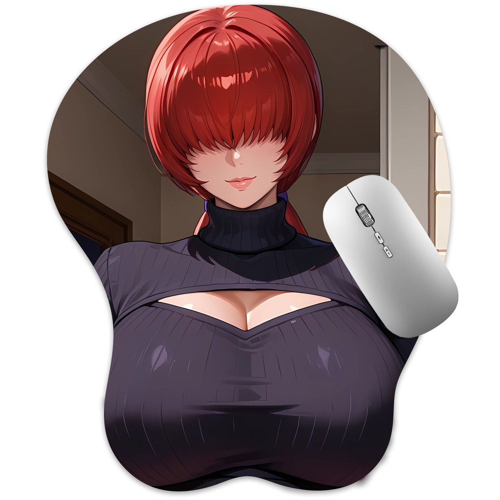 3D Mousepad Oppai Mouse pad with Wrist Rest Pain Relief Anime Manga pad Shermie