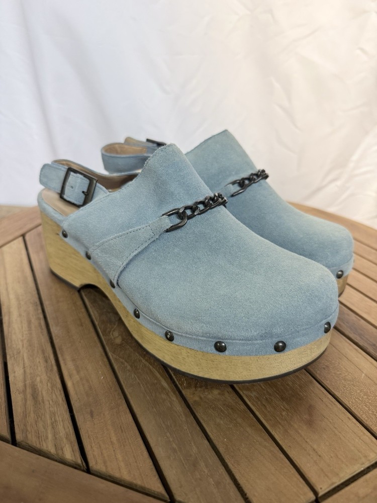 Silent D Georgia Slingback Anthropologie Womens Size EU 38-US 7.5 Blue Suede