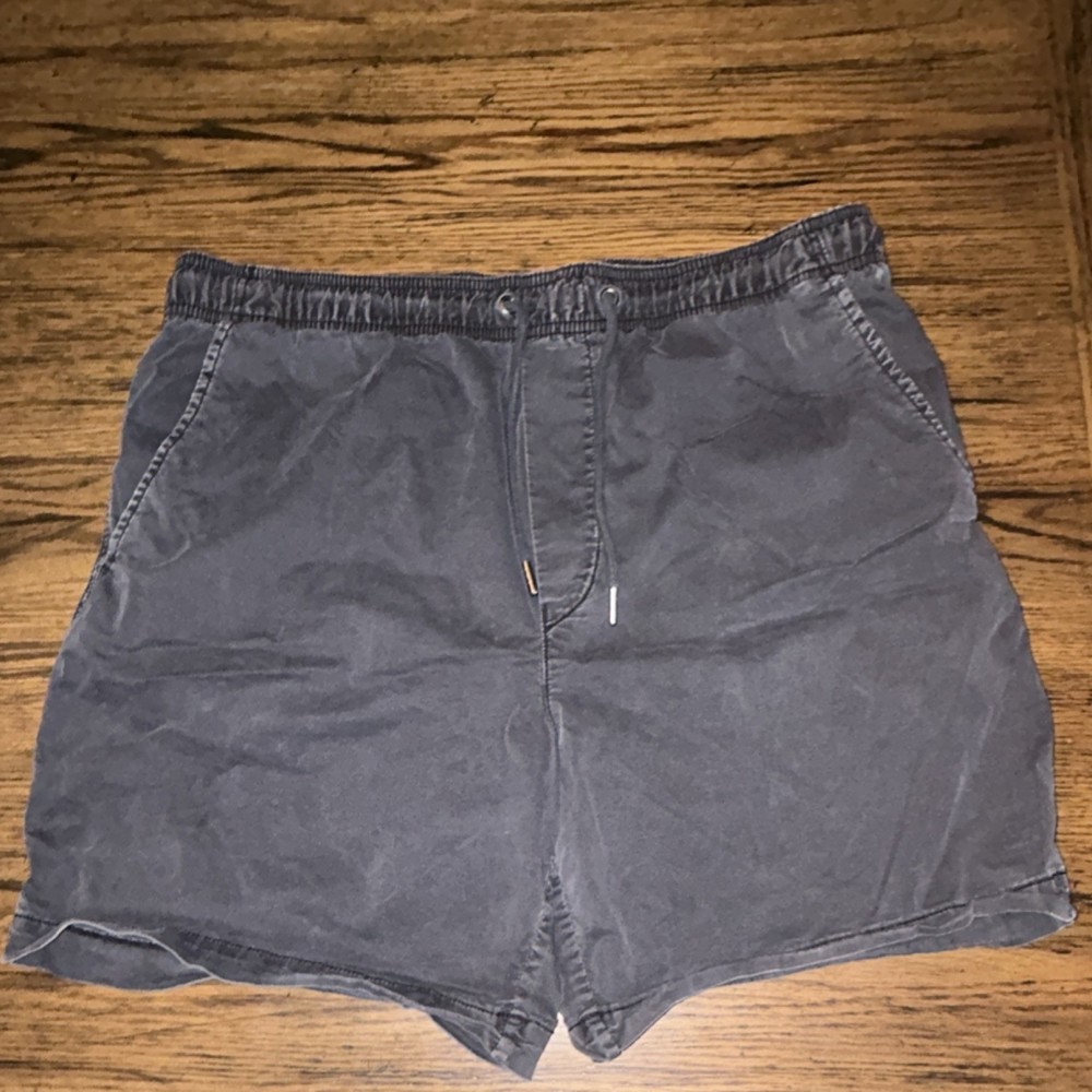 American Eagle Men's Black Chino Shorts Cotton Drawstring Elastic Waist Pockets