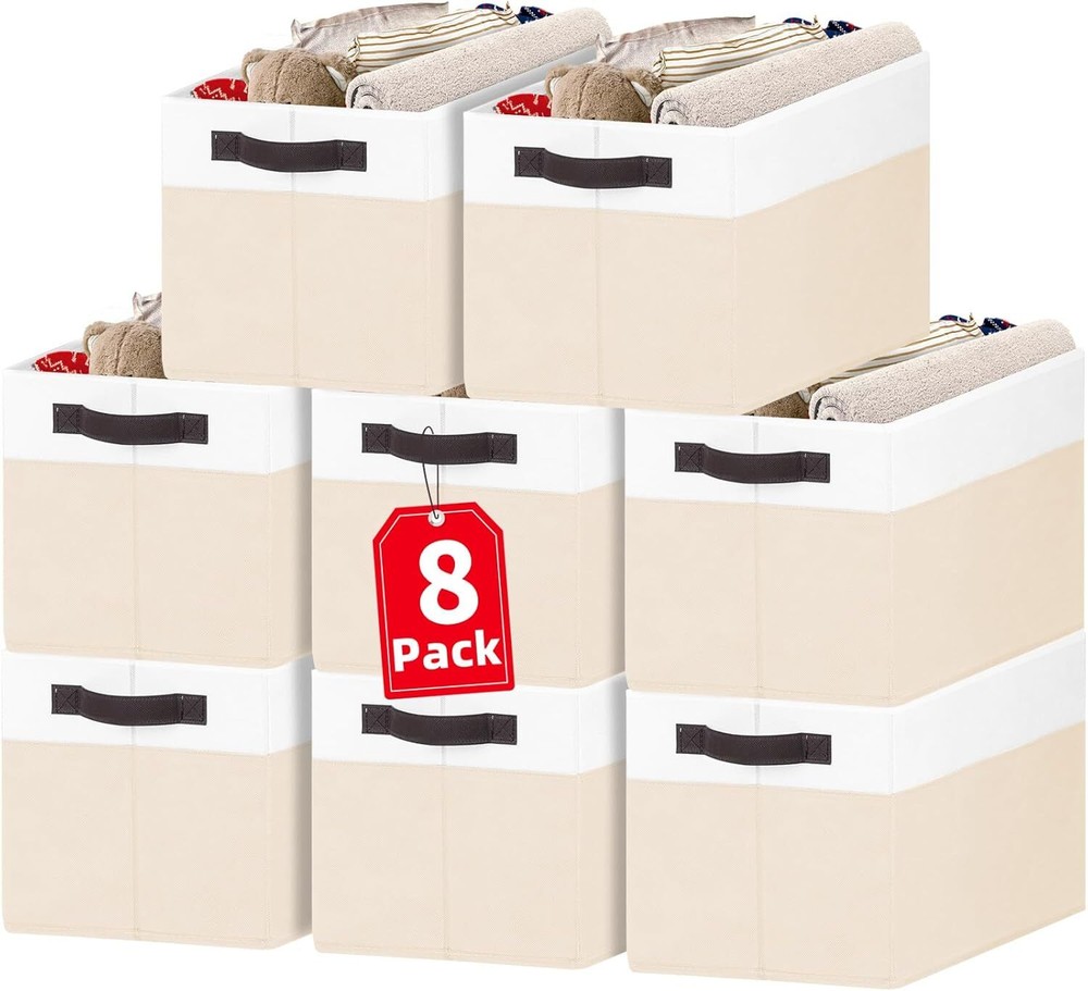 8 Pack Large Storage Basket, Fabric Blanket Basket Living Room