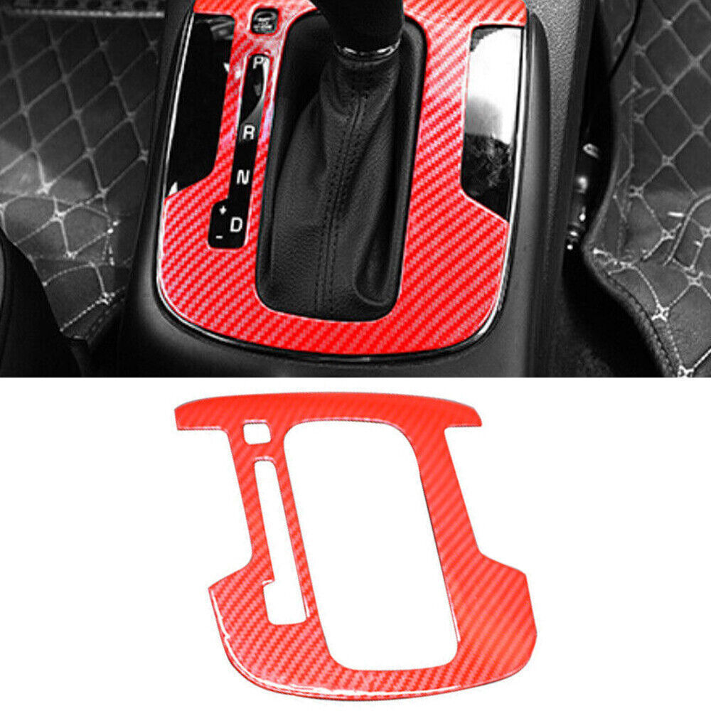 Cubierta de moldura del panel de cambio de marchas central estilo fibra de carbono rojo para Kia K3 2017-2018