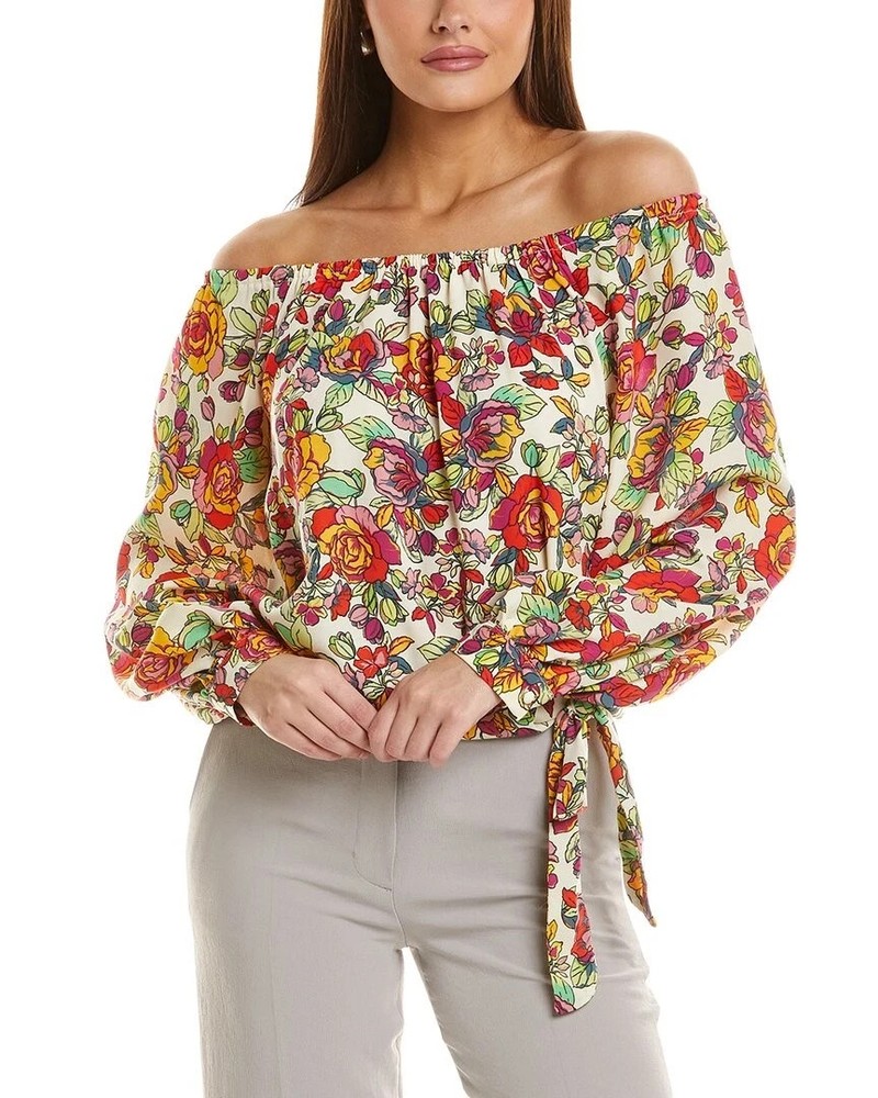 Vince Camuto Womens XS Off Shoulder Floral Blouse