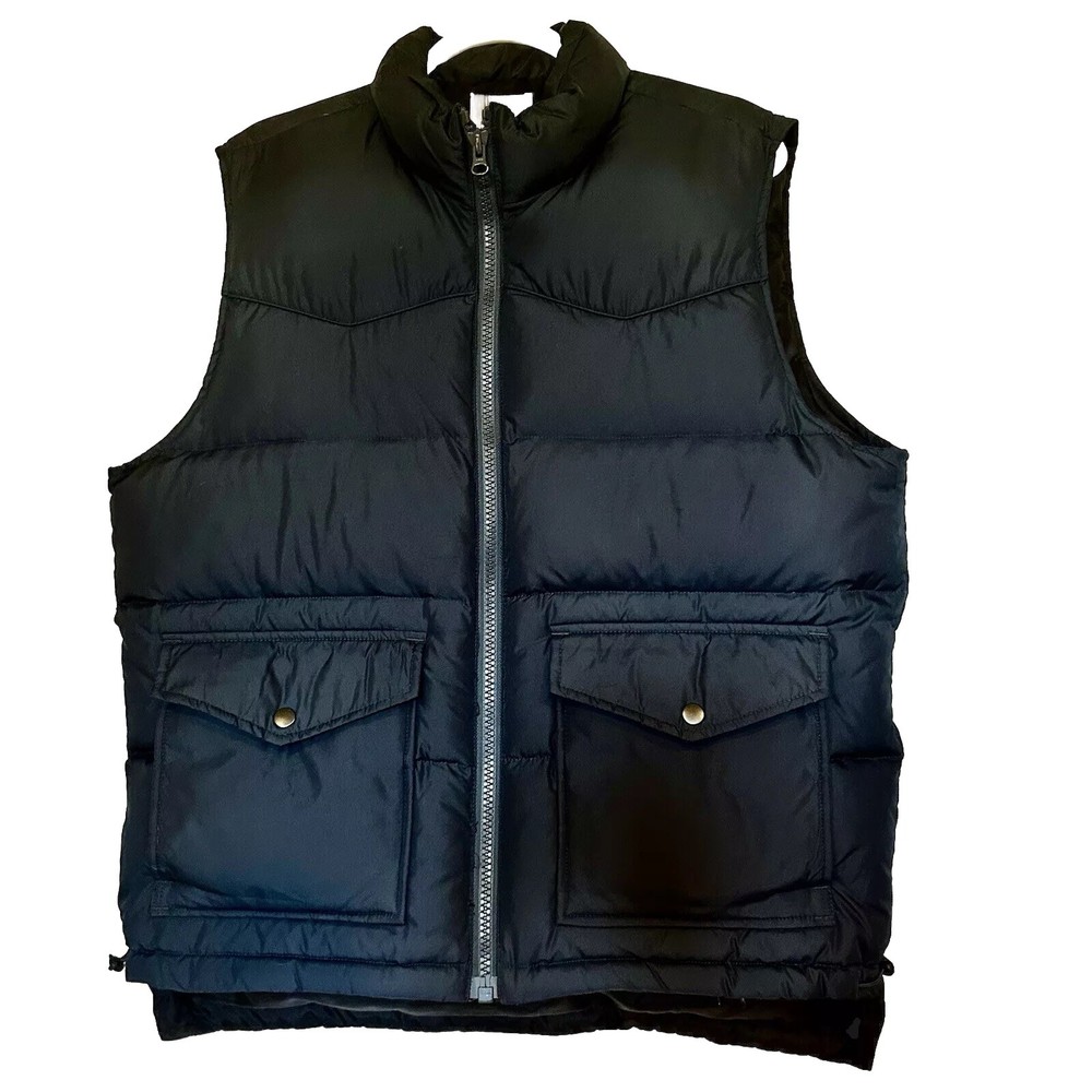 Old Navy Winter Puffy Poly Down Filled Vest Mens Medium Navy NWOT Great Shape!