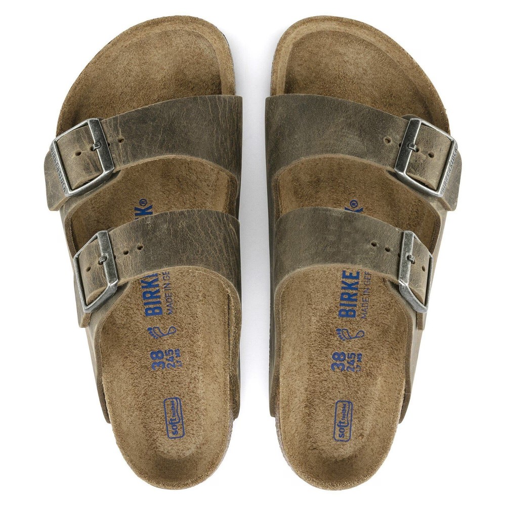 Birkenstock Arizona Soft Footbed Oiled Leather Sandals - Faded Khaki