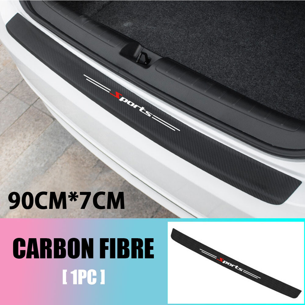 1Pc Car Rear Bumper Guard Carbon Fiber Sticker Trunk Protector Cover Accessories