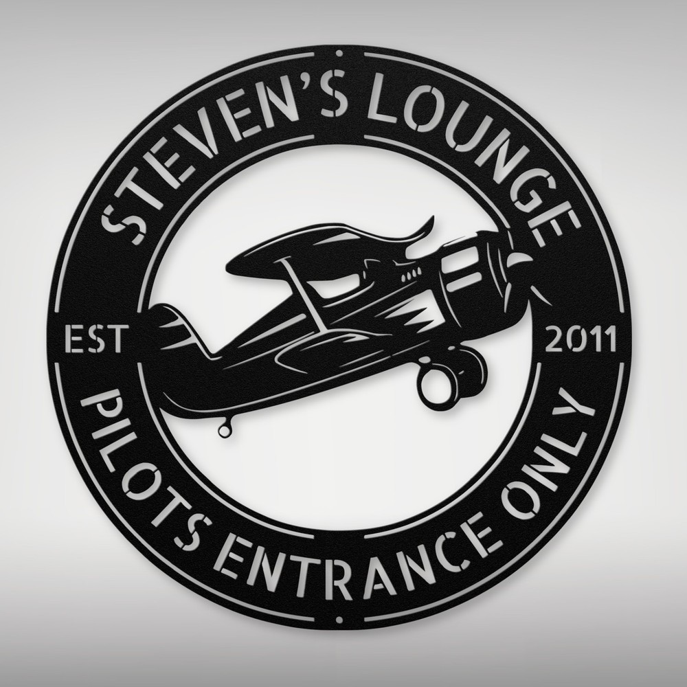 Personalized Aviation Metal Wall Art Custom Pilot Sign Decor For Airplane Hanger