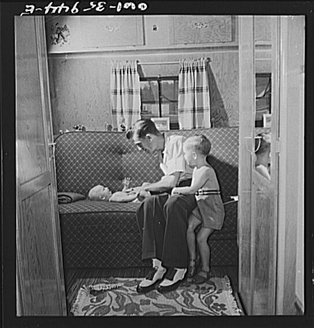 Middle River Maryland 1930s FSA Housing Project Mother Children Interior