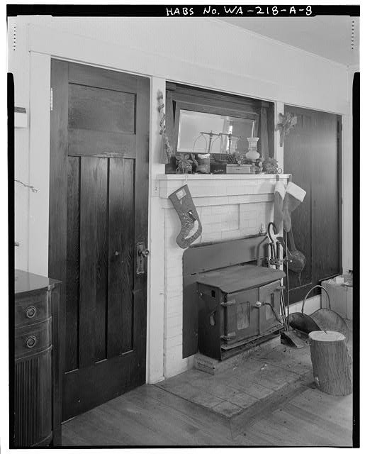 Bothell WA 1900s Boone Truly Ranch Main House Interior Fireplace Stove
