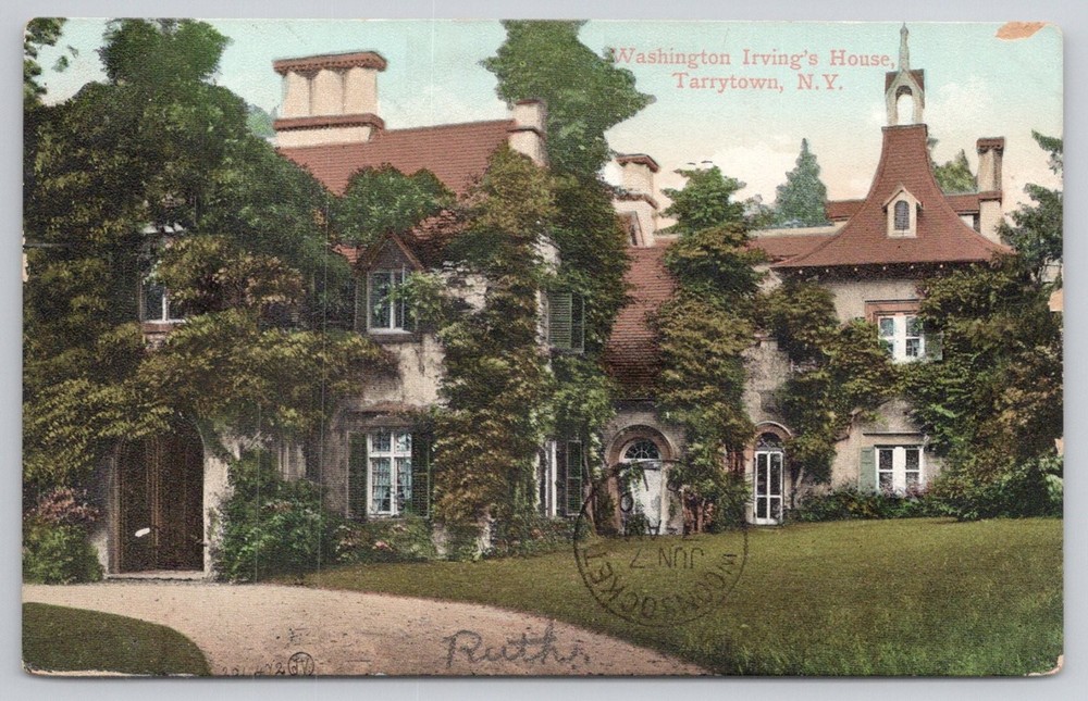 Washington Irving's House Tarrytown NY Vintage Postcard c.1910s Valentine